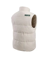 Fanatics Men's Cream Green Bay Packers Puffer Full-Snap Vest