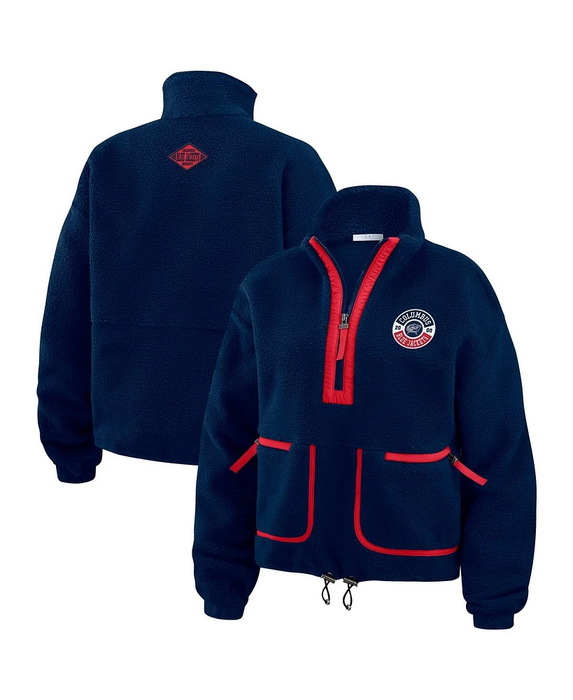 Wear by Erin Andrews Women's Navy Columbus Blue Jackets Polar Fleece Half-Zip Jacket