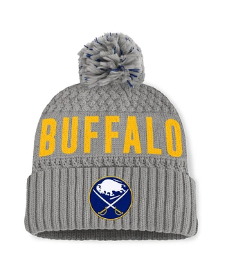 Fanatics Women's Gray Buffalo Sabres Heritage Tilly Cuffed Knit Hat with Pom