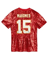 Outerstuff Girls Youth Patrick Mahomes Red Kansas City Chiefs Sequin V-Neck Fashion Jersey