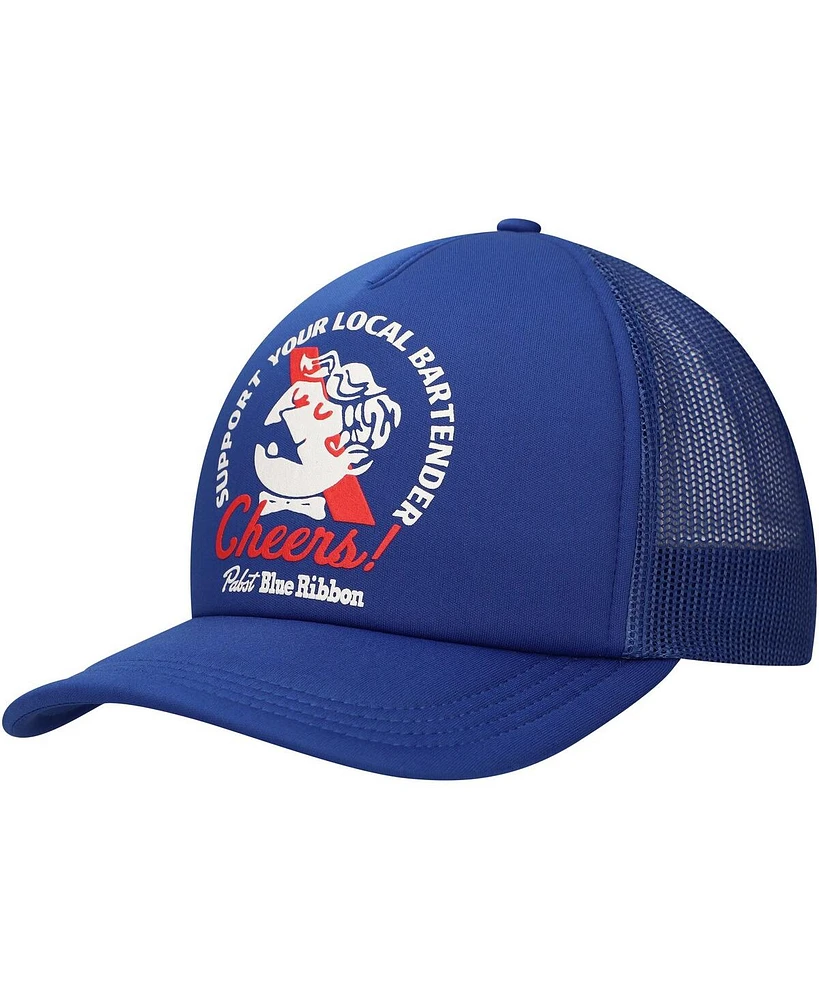 Lids Men's Blue Pabst Blue Ribbon Bartender Foam Trucker Adjustable Hat