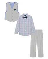 Nautica Toddler and Little Boys 4-Piece Slub Tick Vest with Bow Tie Set