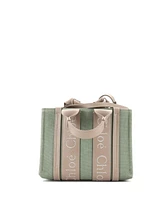 Pre-Owned Chloe Small Woody Convertible Tote Linen and Leather