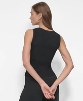 Dkny Women's Ribbed Sleeveless Crewneck Sweater