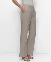 Dkny Women's Basketweave Mid-Rise Wide-Leg Pants