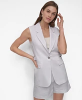 Dkny Women's Notch-Collar Belted Sleeveless Vest Jacket