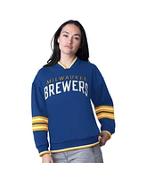 Starter Women's Royal Milwaukee Brewers Wild Card Oversized Pullover Sweatshirt