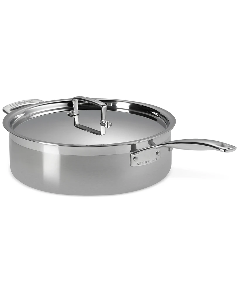 Le Creuset Classic Stainless Steel Round Saute Pan with Lid, 6 Qt.