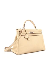 Pre-Owned HERMES Kelly 35 Handbag Light Clemence with Palladium Hardware