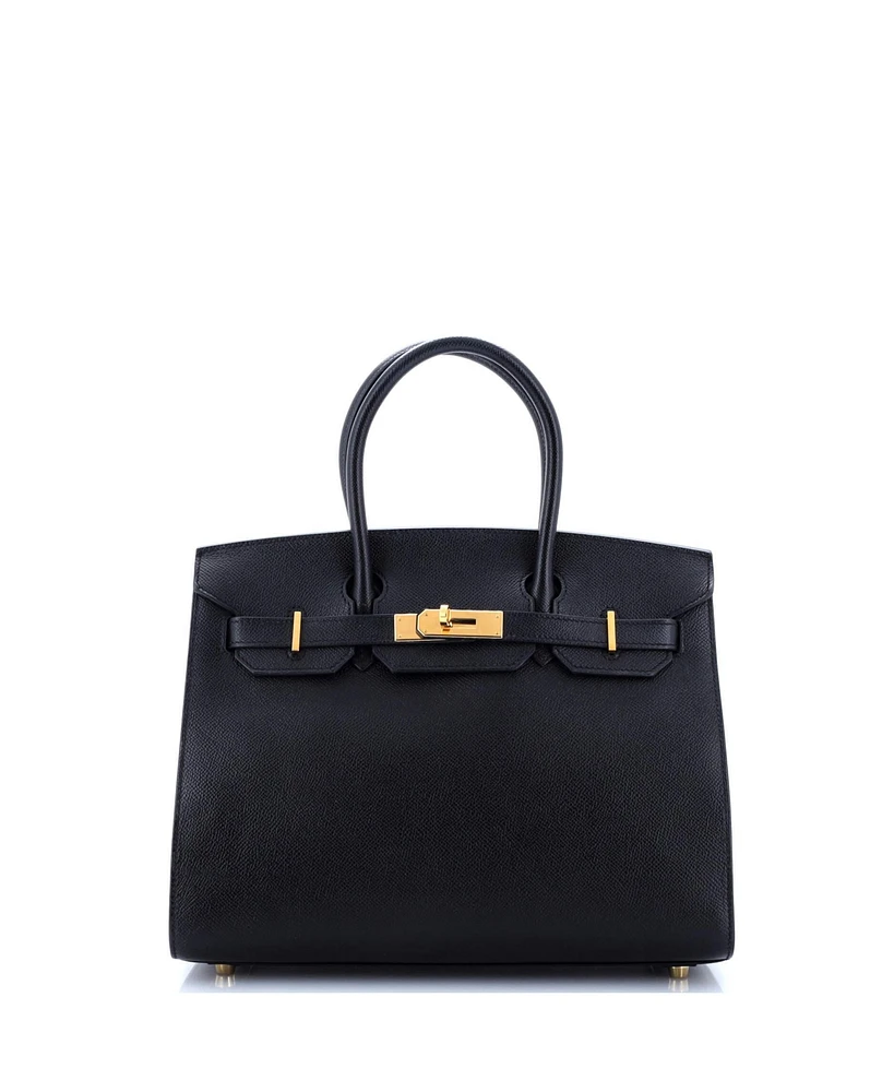 Pre-Owned HERMES Birkin 30 Handbag Black Epsom with Gold Hardware