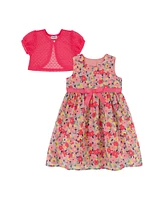 Blueberi Boulevard Toddler and Little Girls 2-Piece Floral Fit-and-Flare Dress with Coat Set