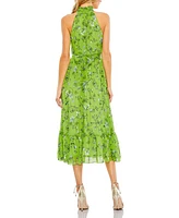 Women's Floral Print Halter Neck A Line Dress