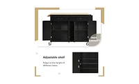 Kitchen Island Cart with 4-Door Cabinet and Ample Storage Space for Organization