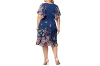 Kiyonna Plus Breezy Border Print Cocktail Dress