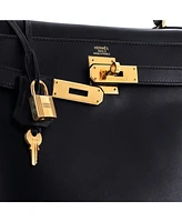 Pre-Owned HERMES Kelly 32 Handbag Black Gulliver with Gold Hardware