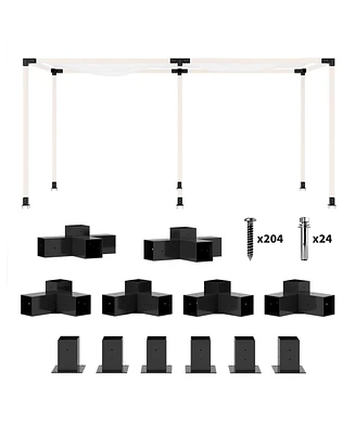 Outsunny 12PCS Pergola Kit Brackets for 4"x4" (Actual 3.6"x3.6") Lumber