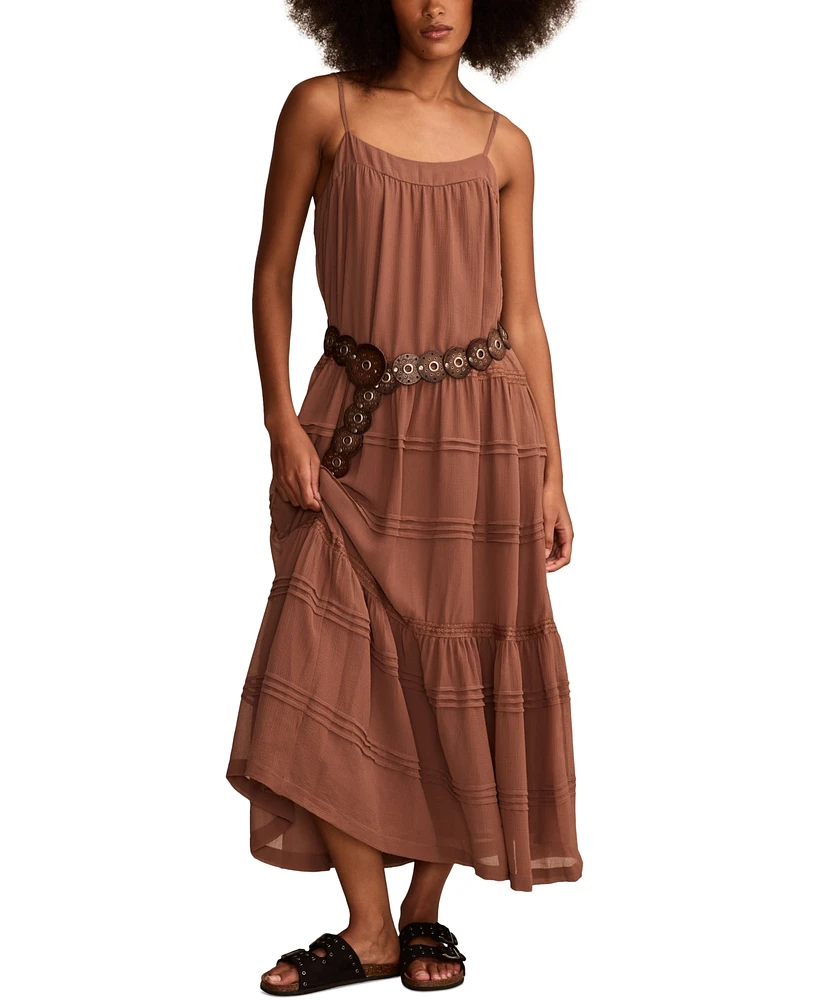 Lucky Brand Women's Spaghetti-Strap Pintucked Maxi Dress