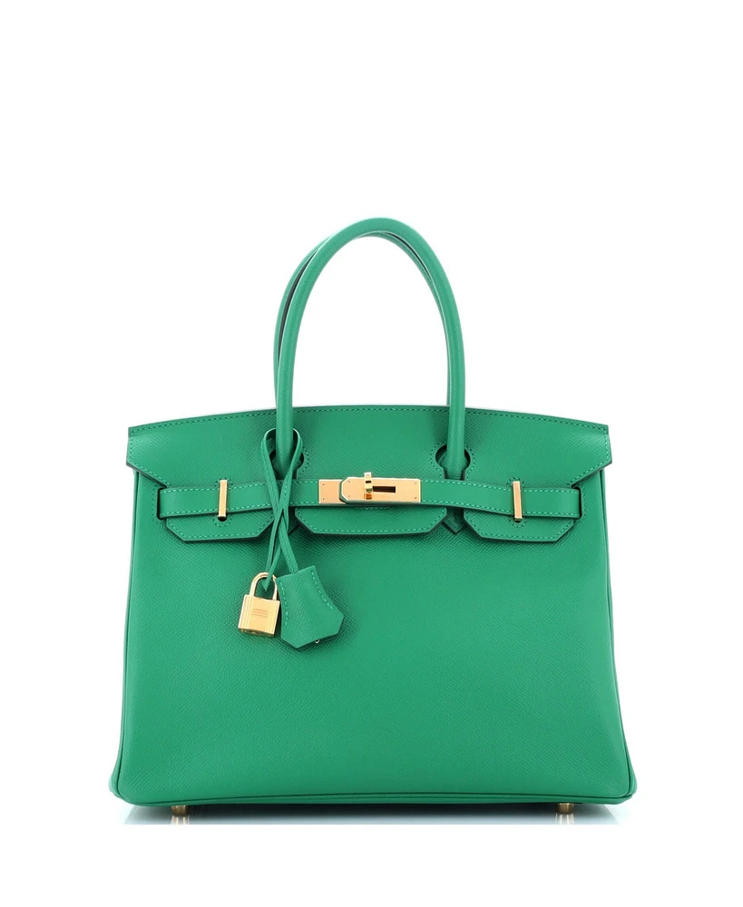 Pre-Owned HERMES Birkin 30 Handbag Green Epsom with Gold Hardware