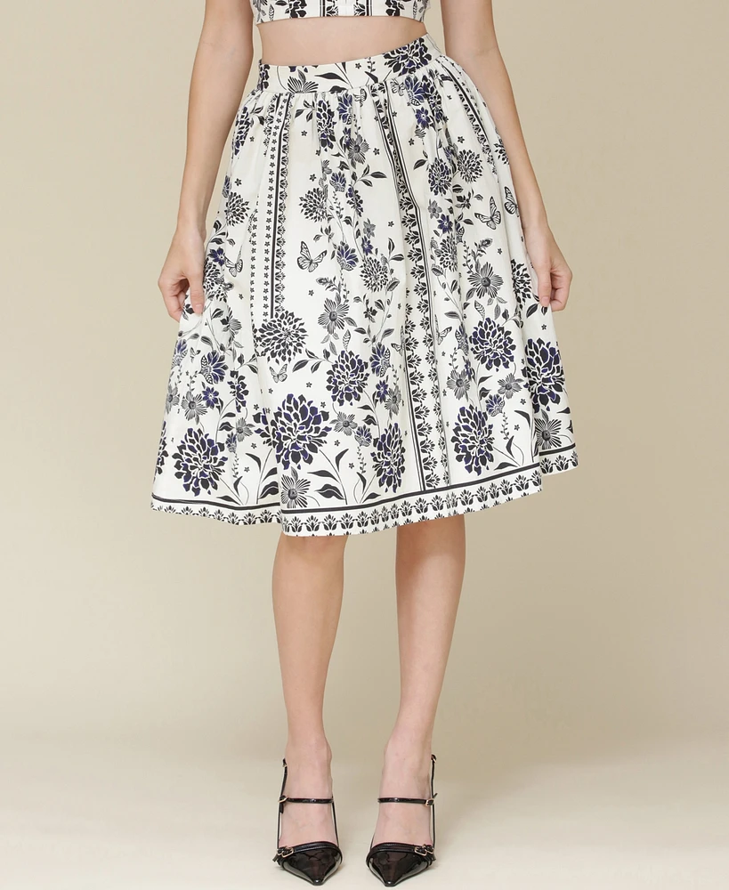 Avec Les Filles Women's Printed Full Skirt