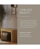 Maven Lane Zeno Contemporary Wooden Bench in Weathered Natural Finish