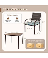 5 Pcs Patio Dining Set with Wood-Plastic Tabletop & Umbrella Hole for Backyard