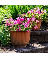 Carlotta 14.75" Metal Outdoor Plant Pot Set with Drainage Holes and Rubber Plugs