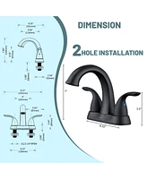 4 Inch 2-Handle Bathroom Sink Faucet Centerset Bathroom Faucet 2 Handle Sink Faucet with Pop up Drain Water Supply Hoses Brushed Nickel