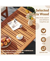 4 Pieces Acacia Wood Furniture Set with Seat Cushions and Robust Wood Frame-White