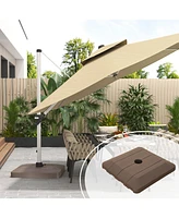 4 pcs Cantilever Umbrella Base Pe Square Market Patio Umbrella Base Outdoor Stand Weighted Base for Patio Umbrella