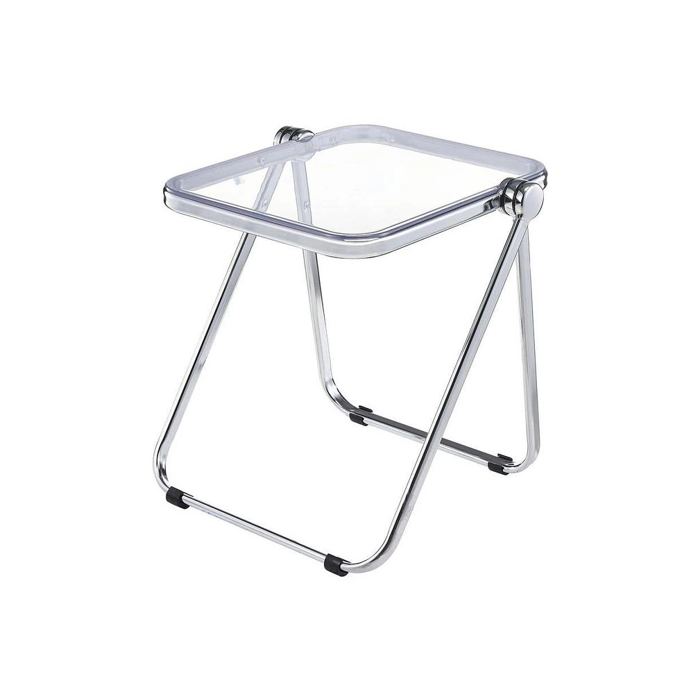 Rectangular Folding Side Table in Chrome Finish with Plastic Tabletop