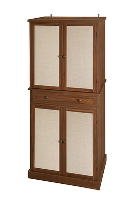 Tall Storage Cabinet with Drawers 4 Rattan Door Storage Cabinet with Adjustable Shelf Freestanding Cupboard for Kitchen Living Room, Brown