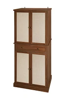 Tall Storage Cabinet with Drawers 4 Rattan Door Storage Cabinet with Adjustable Shelf Freestanding Cupboard for Kitchen Living Room, Brown