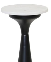 StyleCraft Home Collection 10" Iron Round Transitional Marble Top Drink Table