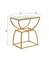 StyleCraft Home Collection 16" Marble Norman Wyatt Home Loren Elliptical Side Table