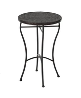 StyleCraft Home Collection 16.2" Iron Round Industrial Hammered Accent Table