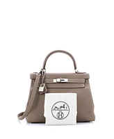 Pre-Owned HERMES Kelly 28 Handbag Grey Togo with Palladium Hardware