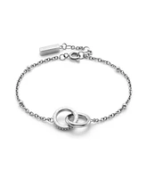 Olivia Burton Women's Amity Interlock Silver Tone Stainless Steel Bracelet