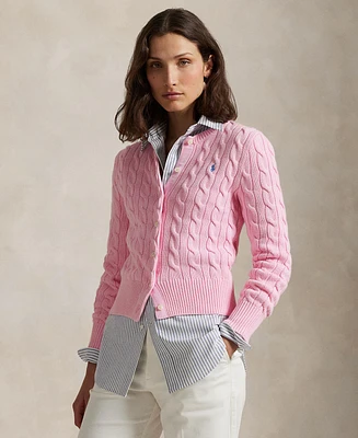 Polo Ralph Lauren Women's Cable-Knit Cotton Crewneck Cardigan Sweater