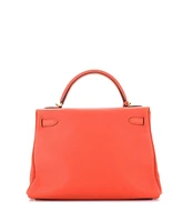 Pre-Owned Hermes Kelly 32 Handbag Orange Togo with Gold Hardware