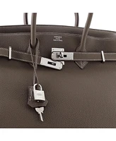 Pre-Owned Hermes Birkin 35 Handbag Grey Togo with Palladium Hardware