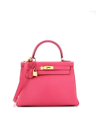 Pre-Owned Hermes Kelly 28 Handbag Bicolor Chevre Mysore with Gold Hardware - Bicolor