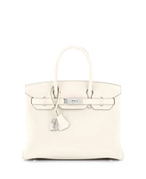 Pre-Owned Hermes Birkin 30 Handbag Light Togo with Palladium Hardware