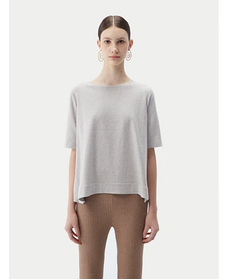Gobi Cashmere Women's Box-Cut Cotton Silk Cashmere Blend T-Shirt