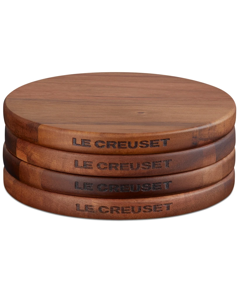 Le Creuset Set of 4 Magnetic Round Wooden Trivets