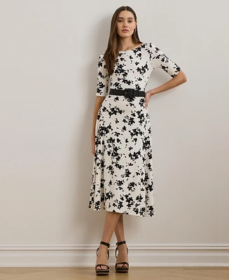 Lauren Ralph Women's Floral Stretch Cotton Midi Dress