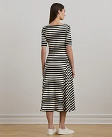 Lauren Ralph Women's Striped Stretch Cotton Midi Dress