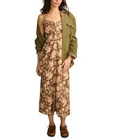 Lucky Brand Women's Floral-Print Lace-Trim Slip Dress