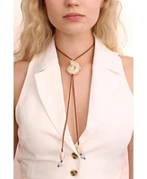 Seashell Tie Suede Necklace Brown