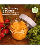 KeaBabies 6pk Prep Baby Food Storage Containers, 4 oz Leak-Proof, Bpa Free Glass Jars for Feeding