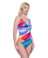 Palma De Mallorca V-Neck Surplice One-Piece Swimsuit